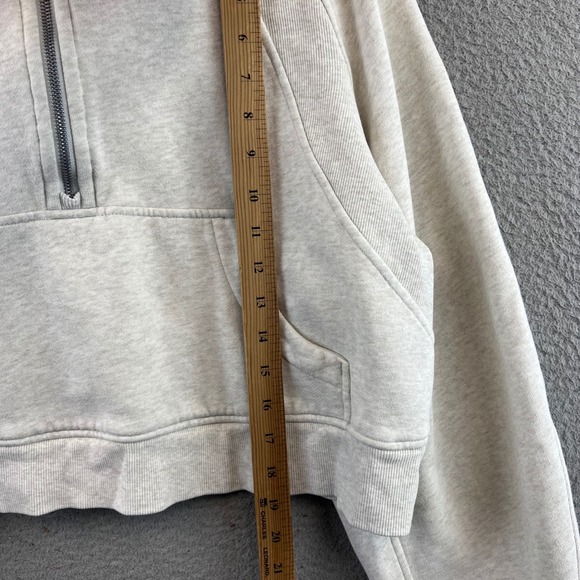 Lululemon Cropped Quarter Zip Hoodie Gray M L Thumbholes Athleisure - Picture 7 of 11
